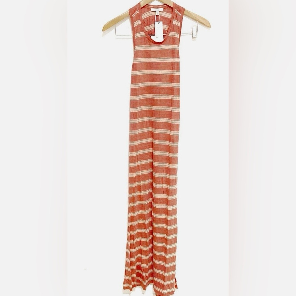 Joie red striped 100% linen Brellen sleeveless maxi dress size small